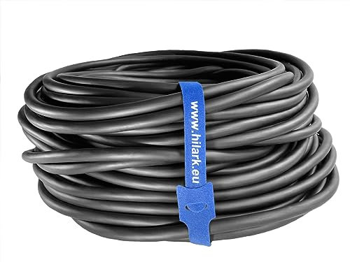 Hilark Cavo in gomma nera H07RN-F 4x1,5mm² 4g1,5mm Cavo per tubi di gomma Uso esterno (50 metri, Nero)
