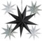 FETETIJD 9 Pointed Paper Star Decorations Lanterns Hanging Black and White Christmas Xmas Wedding Baby Shower Party Decorations 5 Pcs(Black grey white)