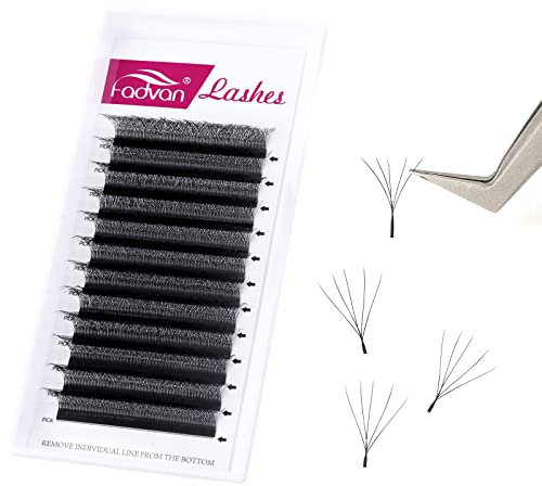 5D W Premade Fans Eyelash Extension 0.07D Curl Mixed 8-12mm W-Shape Pre Made Russian Volume Lashes by FADVAN Natural Matte Black