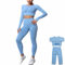 DONYKARRY Damen 2-teiliges Nahtloses Trainingsanzug Yoga Outfit Jogginganzug Set Freizeitanzug（2 Pcs-Blau,M）