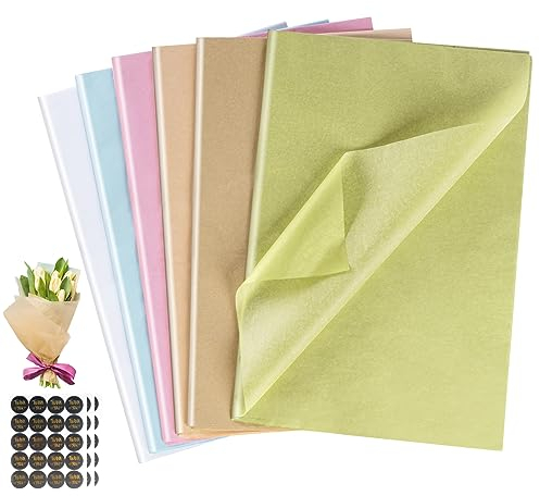 Sweelov Seidenpapier 60 Blatt 50 x 70cm, Seidenpapier bastelpapier Bunt zum Basteln 17 g/m², Art Tissue Paper zum Pompoms Verpacken Tischdeko DIY, Kartengestaltung, Dekorieren