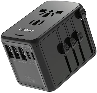 VOOMY Adattatore Universale da Viaggio (35W Ricarica Rapida), Presa Universale da Viaggio con 3 USB A e 2 USB C, Adattatore Presa Universale per 170+ Paesi, Adattatore Americana Inglese Australiana
