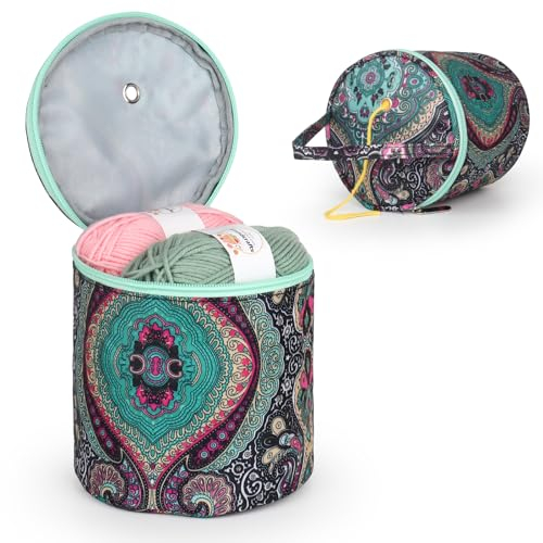 Katech Klein Aufbewahrungstasche für Wolle, Ultra Mini & Tragbare Garntasche für Garn Strick- und Häkelzubehör Aufbewahrung, Leicht & Langlebig Wolltasche (Dunkelblau)