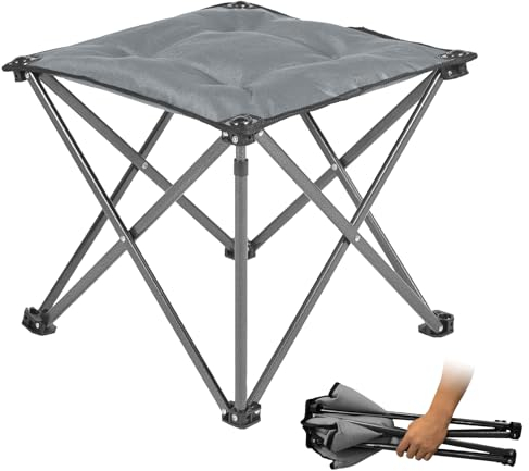 FUNDANGO Campinghocker Faltbar Ultraleicht, Tragbarer Klapphocker Camping Hocker mit Tragetasche, Hocker Klappbar Falthocker für Outdoor Camping Wandern Angeln, Angelhocker bis 150KG, Grau