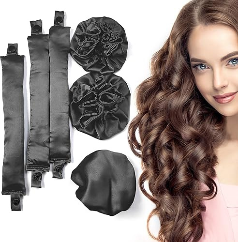 BLINKEEN Satin Heatless Hair Curler, Pillow Soft Rollers with Hair Caps, Soft Heatless Curling Rod Headband for All Hair Types, No Heat Curlers to Sleep In, Overnight Heatless Curls Headband