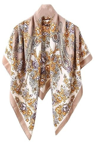 Taizheng Damenschal, russischer quadratischer Schal, muslimischer Hijab, Kopftuch, Ukrainische Kopfbedeckung, Turbane, Stirnband, leichtes Tuch, C3, 110x110cm