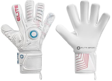 Elite - Torwarthandschuhe Pulsar 9 Weiß, 3D-Muster, 4mm Latex, Verstärkter Rückenschaum, Ballkontrolle, Grip