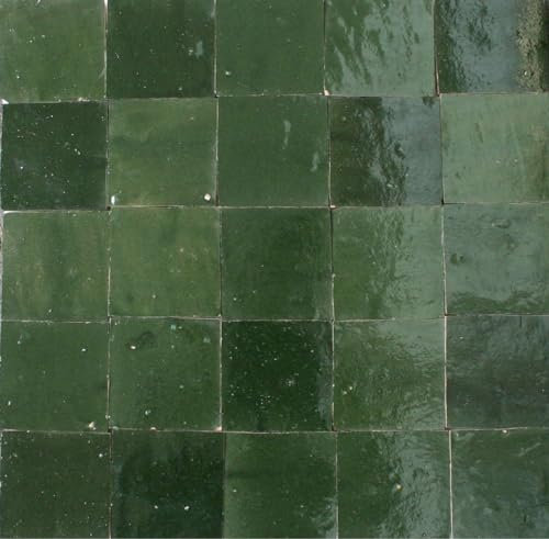 0,2m² marokkanische Zellige Fliesen - fugenlose Wandfliesen (moosgrün)