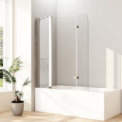 Paroi de douche pour baignoire, 160 x 140 cm, pliable en 3 parties, pour baignoire, paroi de douche, baignoire, verre de sécurité ESG 6 mm
