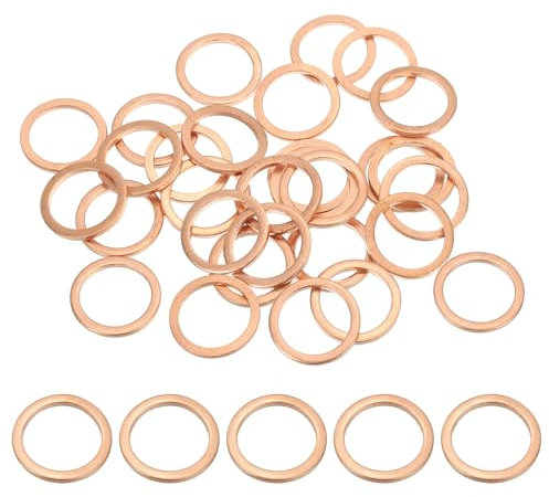 PATIKIL Joint Cuivre M14, 30 Pièces 14mm ID 18mm OD 1.5mm D'Épaisseur Rondelle Plate Métrique pour Vis Boulon Bouchons de Vidange D'Huile