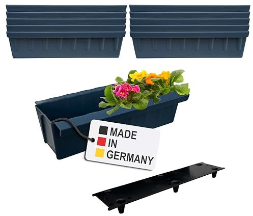 BURI Lot de 10 inserts de jardinière euro avec tapis d'irrigation, système de suspension à suspendre, 37,3 cm, anthracite, bac à plantes pour palette européenne, jardinière de balcon, pot de fleurs