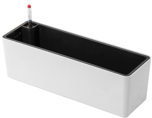 F Fityle Rectangle Self Watering Planter with Water Level Indicator Modern Gardening Decorative Planter Pot for Balcony Indoor Plants, White