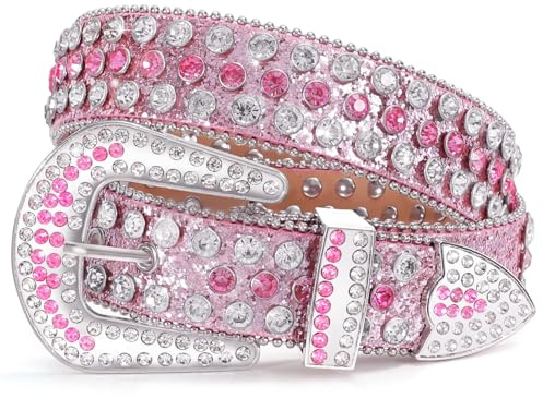 WERFORU Ceinture Strass pour Femme et Homme Ceinture Cowboy Western avec Clouté Pour Jeans et Pantalons