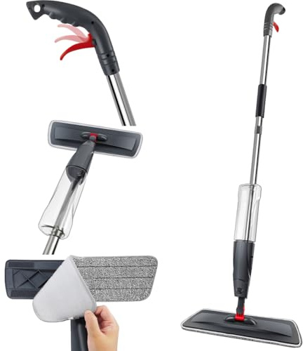 Spray Mops for Cleaning Floors, Microfibre Flat Floor Mops for Wet Dry Use - 1 Washable Pads and 1 Refillable Bottle for Hard Wood Laminate Vinyl Tile Kitchen Bathroom