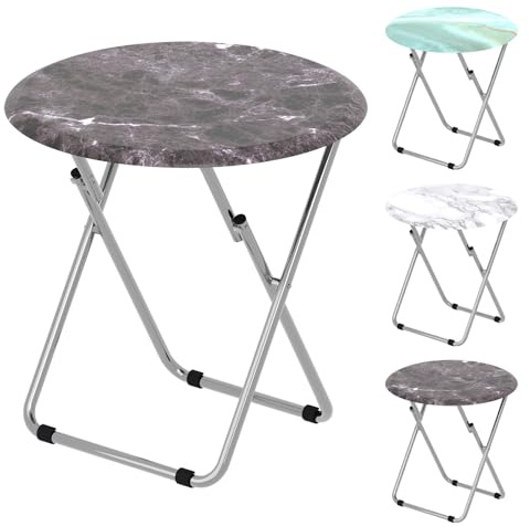 Garden 4 you Round Folding Table, Side Folding Coffee Table, TV Snack Tray Tables, Sofa Laptop Desk, Outdoor Camping Tables, EndTable, SofaTable, SideTable for Small Space, 45 x 45 x 65 CM (Black)