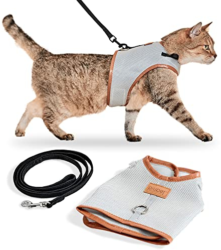 PiuPet® Katzengeschirr (M) mit 1,2m Leine I ausbruchsicher I Geschirr Katze I Katzengeschirr ausbruchsicher I Katzenleine mit Geschirr für Katzen I Katzen Leine | Katzengeschirr mit Leine