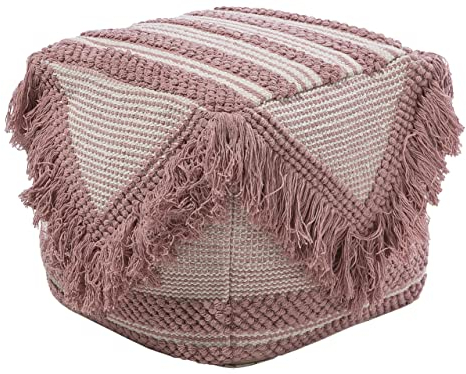 Pouf Ottomane Taburett Sitzpouf rosa zartrosa Boho Kochi