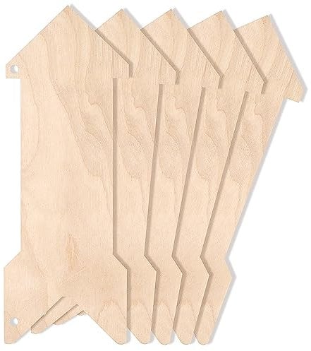 Creative Deco 5 x Holzzeiger Wegweiser Pfeil Anhängers | 30 x 11 cm | Blanko Holzschild zum Aufhängen | Holzbrett Ausschnite für Bemalen Dekorieren Geschenk & Decoupage | Holz Türschild Schild