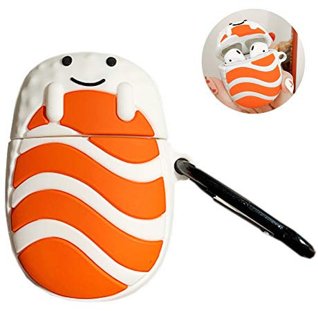 SGVAHY Schutzhülle für Airpods 1 & 2, niedliches Airpod-Gehäuse, Kawaii-Cartoon, weiches Silikon, kreative Lachsform, Airpods 2. 1. Generation, kabellose Ladehülle, stoßfeste Schutzhülle (Lachs)