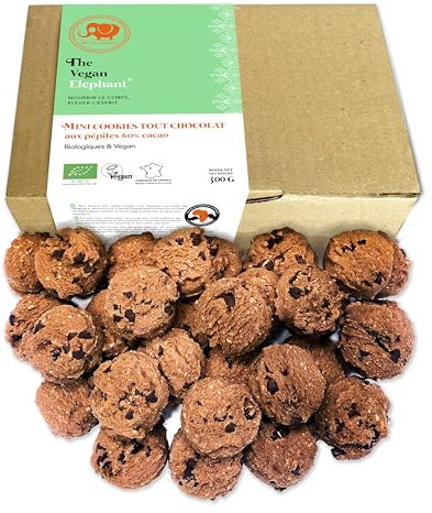 Mini Biscotti Doppio Cioccolato Biologici & Vegani. Biscotti Bio Fatti a Mano, Ingredienti di Alta Qualità, Senza Olio di Palma e Senza OGM. 300g