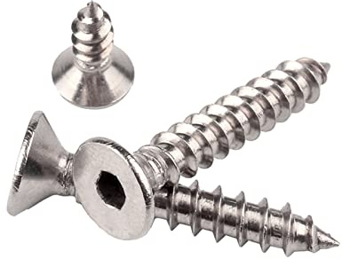 ORANXIN M5 x 20mm 50 Pcs Testa piatta Viti autofilettanti Acciaio inossidabile 304 Svasato Viti auto-perforazione Esagono interno Viti per legno