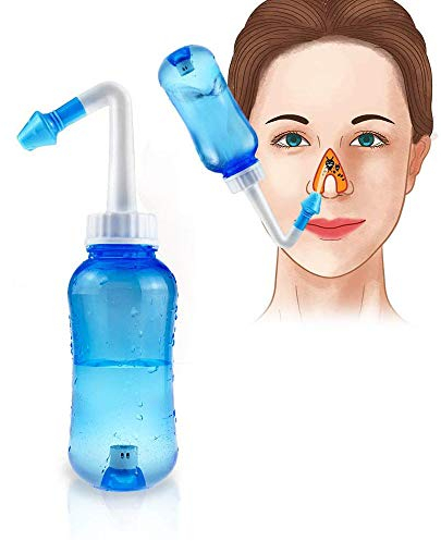 Nasensinus-Waschsystem mit Zwei Ausgüssen - Neti-Topf gegen Rhinitis, Heuschnupfen, Nasenallergien, Erkältung und Grippe ausspülen (300 ml)