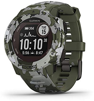 Garmin Instinct Solar, Reloj Inteligente Resistente para Exteriores con Capacidad de Carga Solar, Aplicaciones Deportivas integradas y monitoreo de Salud, Camuflaje liquen