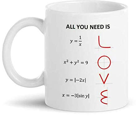 Gattablu Tazza Mug 11oz all You Need is Love, Formule Matematiche ed equazioni Divertenti, Idea Regalo Romantico per Lui e lei San Valentino