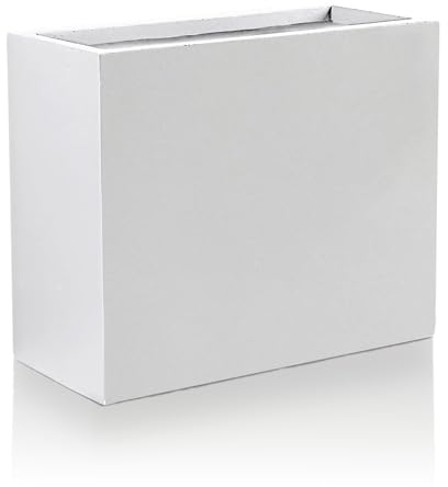 IDEALIST 60cm Large Trough | White Reinforced Stone Rectangular Planter | Garden Plant Pots with Drainage Holes L60 W30 H50.5 cm, 62 litres
