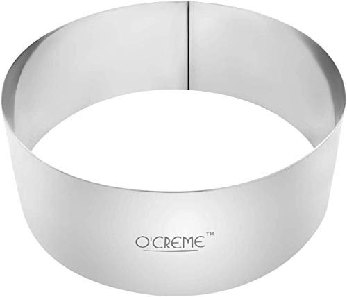 O'Creme Cake Ring Sturdy Stainless Steel Round Pastry Ring 7 Inch Diameter x 2-1/2 Inch High