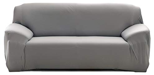 Feilaxleer Elastischer Sofabezug 1 Sitzer/2 Sitzer/3 Sitzer/4 Sitzer, Stretch Sofa-überwürfe Sofahusse für Sofa mit Armlehne (3 Sitzer,Grau)