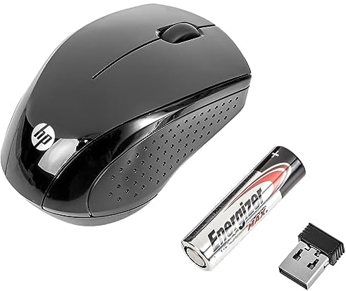HP 220 Mouse Wireless, Tecnologia LED Blu, Sensore Ottico da 1300 DPI, 3 Pulsanti e Rotella di Scorrimento Integrata, Impugnature Pratiche e Funzionali, Ricevitore Nano Incluso, Design Moderno, Nero
