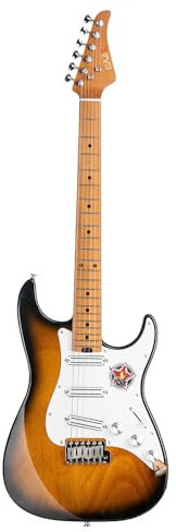 EART Solid Body E-Gitarre, Dual Humbucker Pickups, Ahorngriffbrett -Rund polierte Edelstahlbünde - Sunburst