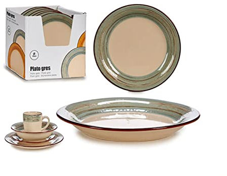 Bigbuy Home S3605655 Assiette à dessert 3D Bleu Gres, 19 x 2,5 x 19 cm