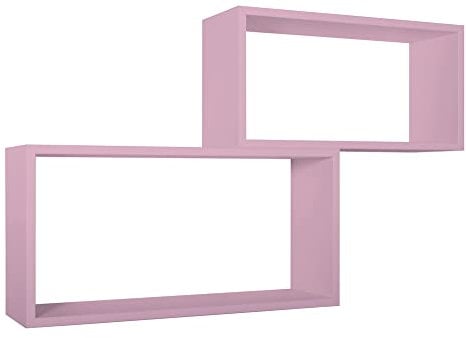 MODULARREDO | BIS RETTANGOLO BISLUNGO Set di 2 Mensole da Muro, Pensile Bagno, Mensola da Parete, Scaffale da Parete, Rosa Blush, 70x35 p20 cm e 60x30 p20 cm - Made in Italy