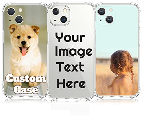 AnNengJing Personalised Photo Phone case Custom Soft TPU Clear Shock Absorbing Cover for iPhone 13 MINI 5.4 - Design Your Own Phone Case with Image,Text and Business Logo