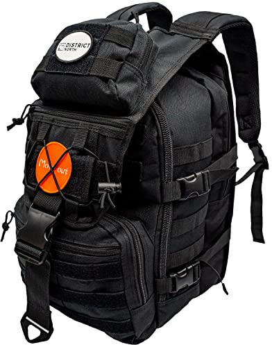 District North Militär Rucksack Headgear 28L | Extra Wasserabweisend | Taktischer Outdoor Rucksack | Bundeswehr Rucksack (Schwarz)