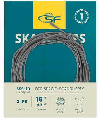 SF Skagit Schnell sinkende Spitze Scandi Spey-TIPP zum Fliegenfischen mit Zwei geschweißten Schlaufen für Lachs #Grau 110GR/7.1G, 15FT/4.5M