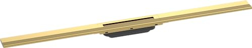 hansgrohe Fertigset Duschrinne RainDrain Flex, Abflussrinne 1000mm, Bodenablauf Dusche kürzbar, Polished Gold Optic