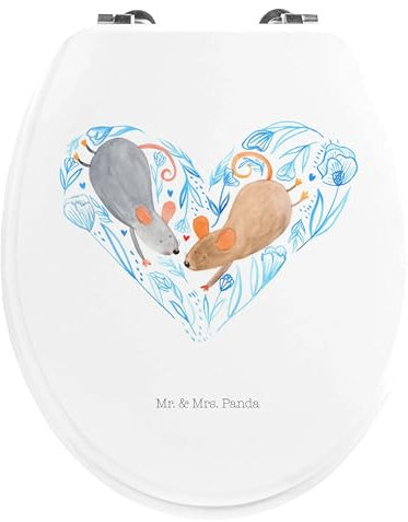 Mr. & Mrs. Panda Motiv WC Sitz Mäuse Herz - Geschenk, Liebesgeschenk, WC-Sitz, Liebesbeweis, glücklich, Verlobung, Freund, große Liebe,