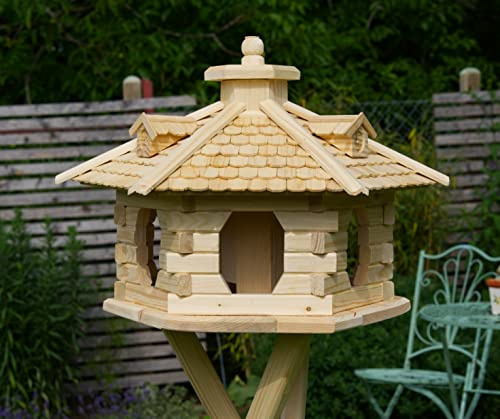 Vogelhaus V16 Natur Holzschindeldach (Größe Standard L Solar, Dach Holzschindeln Natur)