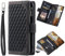 iPhone 14 Phone Case Zipper Pocket Flip Shockproof Leather Folio Wallet Case with 6 Card Holder Slots Stand Silicone Bumper Zip Cover for iPhone 14 Case Girls Women, Black