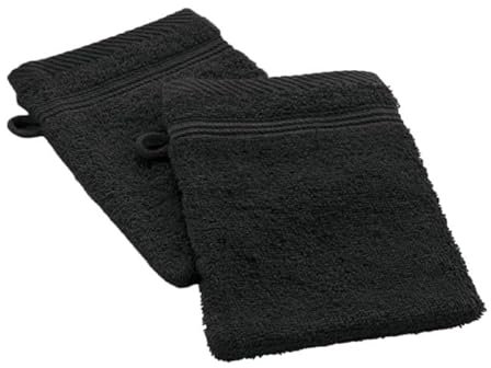 Paris Prix Lot de 2 Gantss de Toilette Tendresse 15x21cm Noir