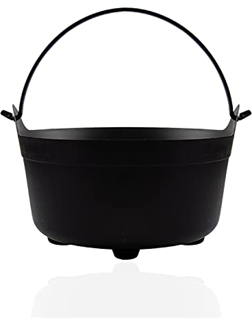 AKH® Halloween Cauldron | 23 cm Diameter | Large Candy Bucket with Handle Plastic | Lightweight Halloween Candy Holder | Black Cauldron Candy Basket | Trick and Treat Sweet Holder