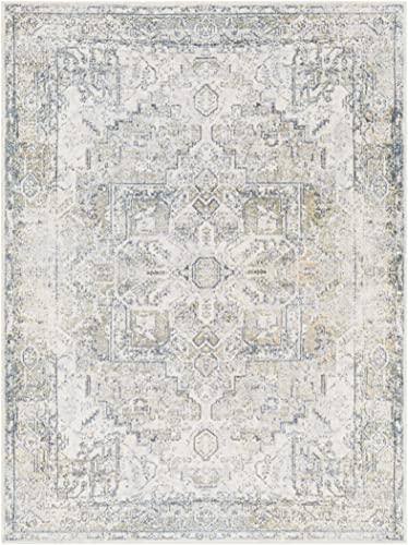Surya Lusail Tappeto Vintage Lavabile in Lavatrice Tappeto salotto per Soggiorno, Cucina, Esterni, Corridoio, Stile Tradizionale Classico, Ampio a Trama Piatta, 160x213cm Grigio, Avorio, Blu