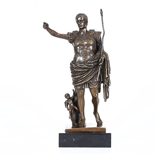 Bronze-Oktavianische Augustus-Statue, berühmte Skulptur, römischer Kaiser Augustus Caesar, Sammelfigur, Heimdekoration, 31 cm H