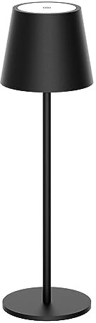 Howskys LED Kabellose Schreibtischlampe mit 3 Farbtemperaturen, dimmbar und 5200mAh wiederaufladbarer Akku, Aluminium, IP54 Wasserdicht, Schwarz