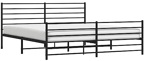 vidaXL Bettgestell, Bettrahmen mit Kopfteil Fußteil, Metallbett Bett mit Lattenrost, Doppelbett Gästebett Schlafzimmer, Metall Schwarz 200x200cm