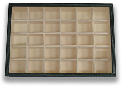 Caja Expositora de Madera con 30 Compartimentos