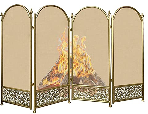Kaminschutzgitter, goldfarben, freistehender Kamin-Feuerschutz, robuster Kaminschutz, Sicherheits-Kaminzaun, Funkenschutz